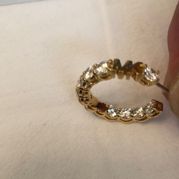 Michael Kors Gold Tone MK Logo & Cubic Zirconia Hoop Earrings NWT - Picture 6 of 16